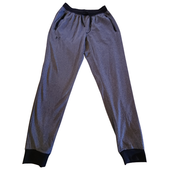 UA Under Armour Mens Tricot Joggers Sweatpants Pants Black Heather Grey Size M - Picture 1 of 9